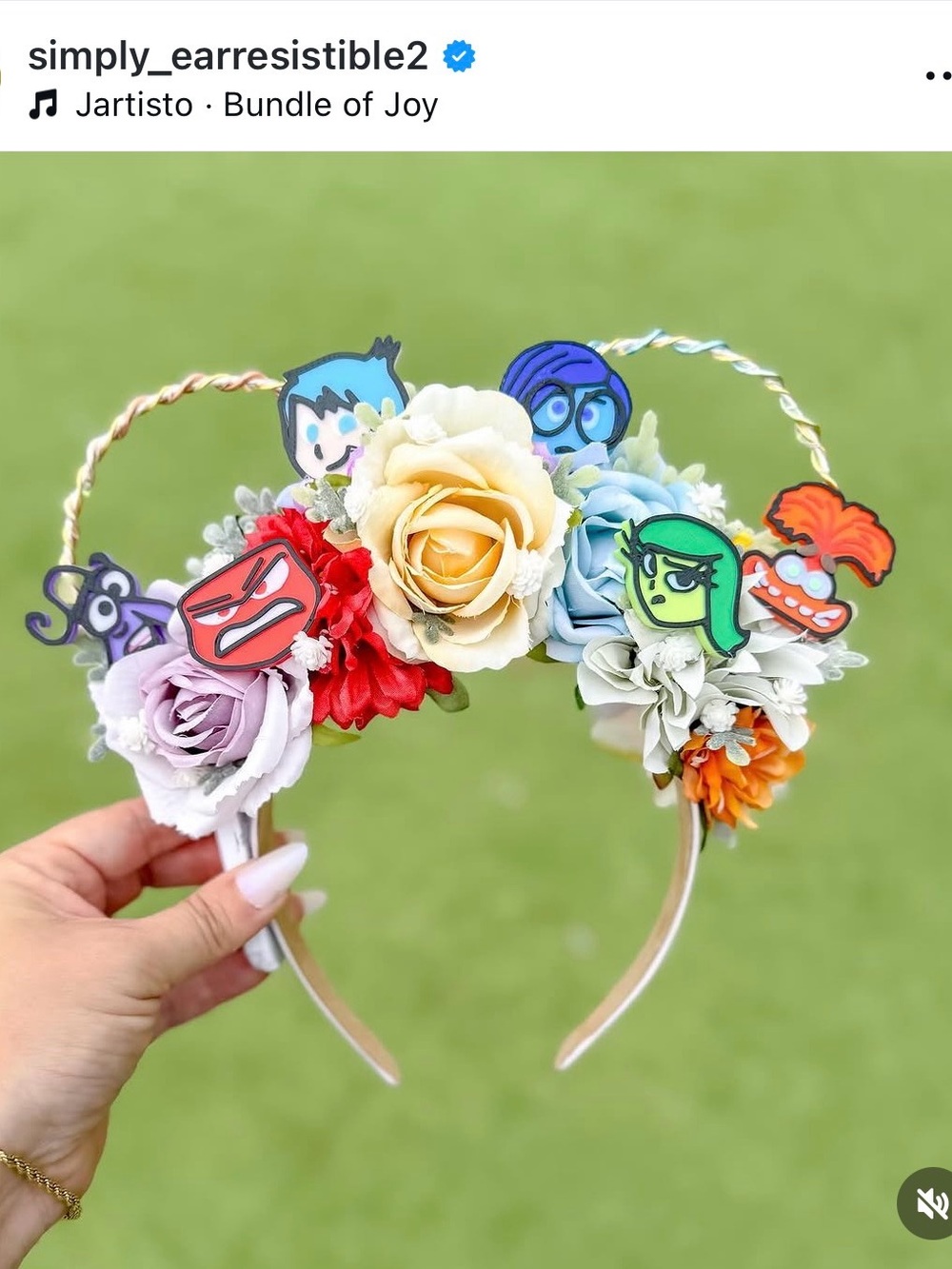 Disney Handmade Light Up Floral Inside Out Ears